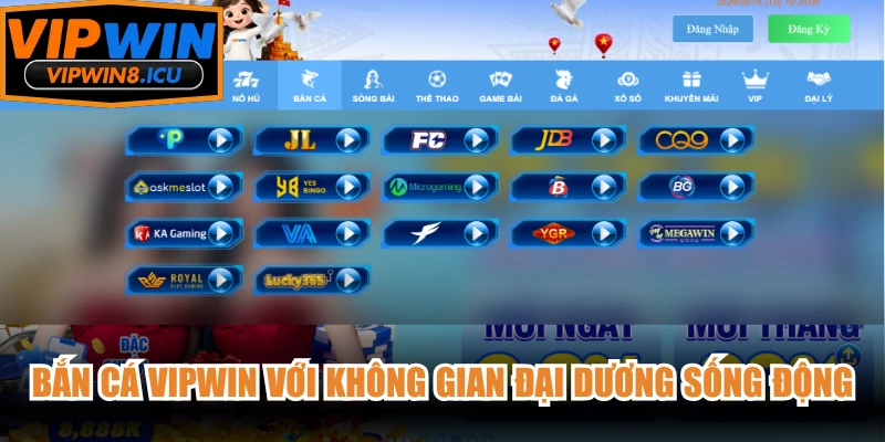 Bắn cá VIPWIN với không gian đại dương sống động với sinh vật biển đa dạng